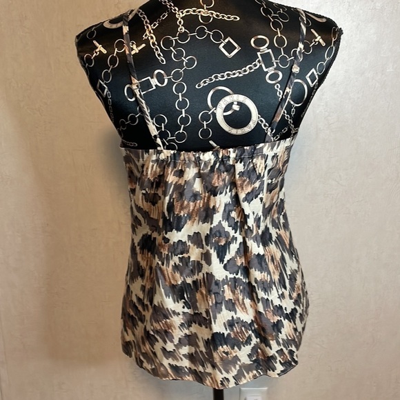 7 For All Mankind Animal Print Sleeveless Cami V Neck Casual Blouse - Picture 3 of 6